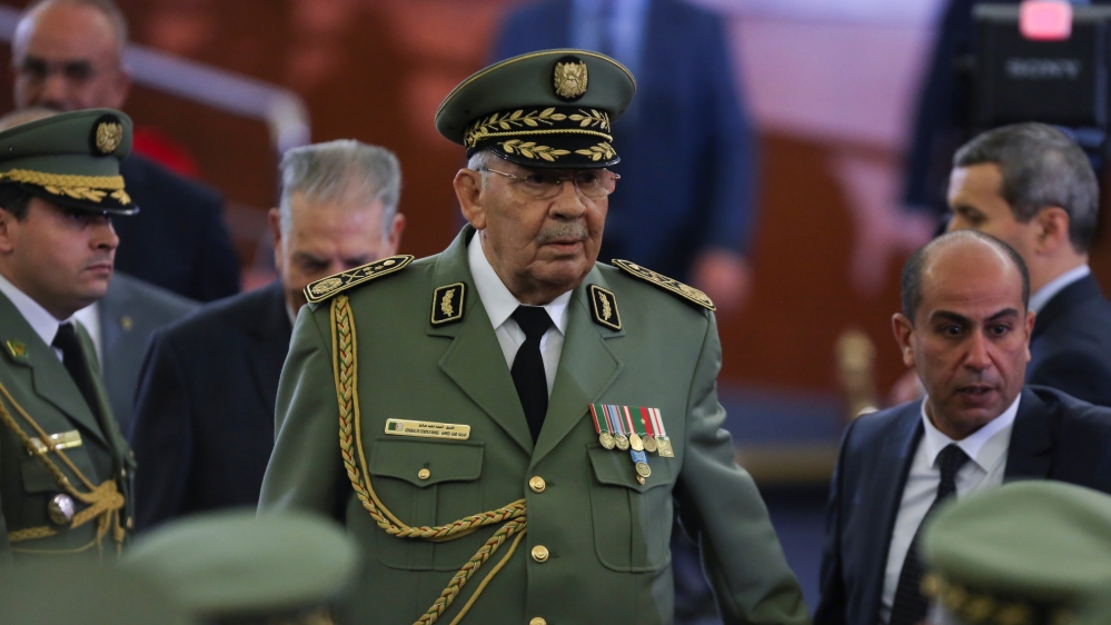 Algerian army''s Chief of Staff, Lieutenant General Ahmed Gaid Salah during a swearing-in ceremony in Algiers