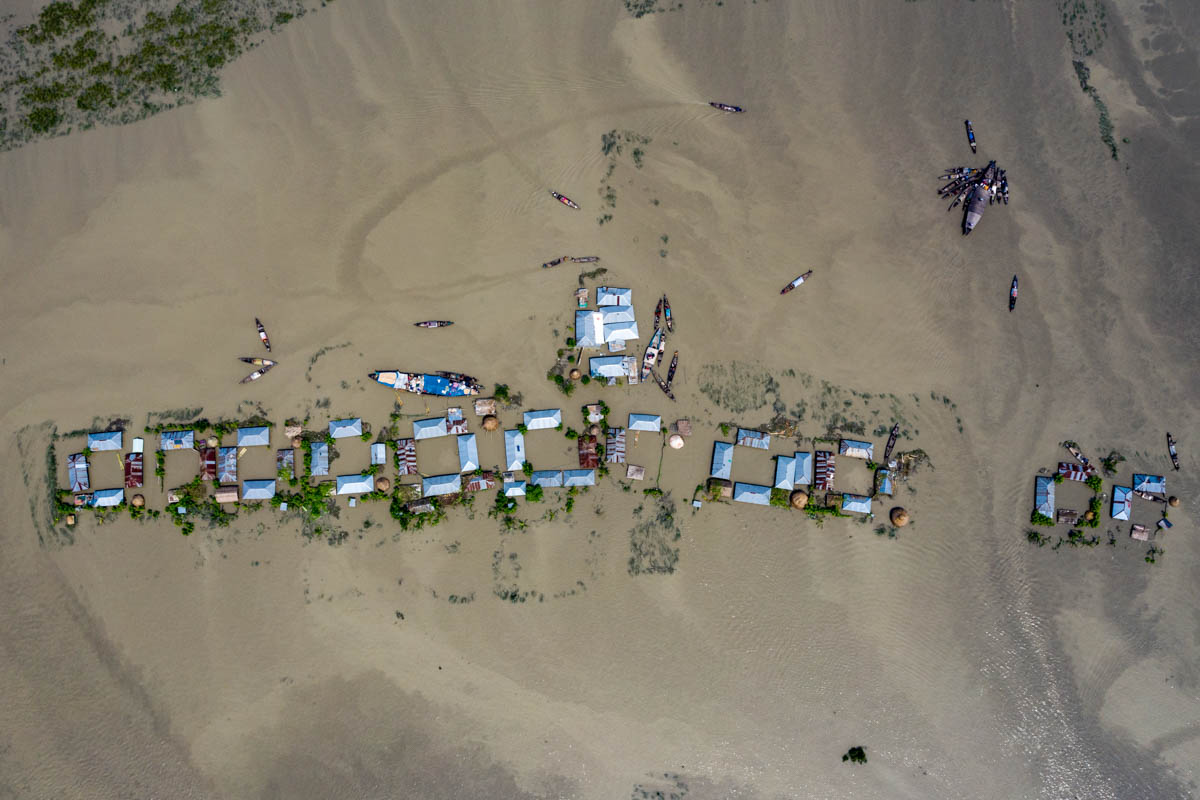 Aerial view of the flooded area of northern district Kurigram, Bangladesh, more than 7 million people affected by flood and estimated 119 people have lost their lives due to drowning as well as factor
