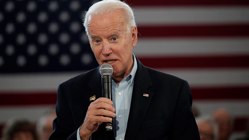 Democratic 2020 US presidential candidate and former Vice President Joe Biden speaks during a campaign event in Cedar Falls, Iowa