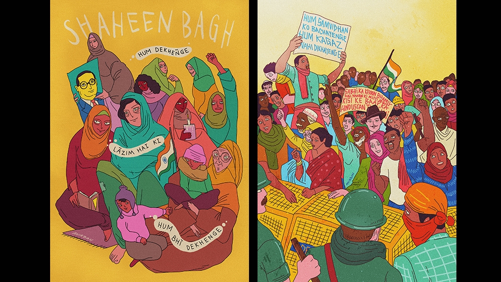 A visit to Shaheen Bagh inspired Anirban Ghosh to create this artwork [Courtesy of Anirban Ghosh]