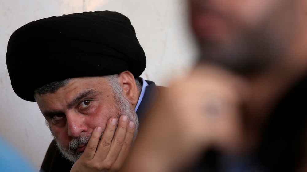 Iraqi Shi''ite cleric Muqtada al-Sadr attends Friday prayer at the Kufa mosque in Najaf