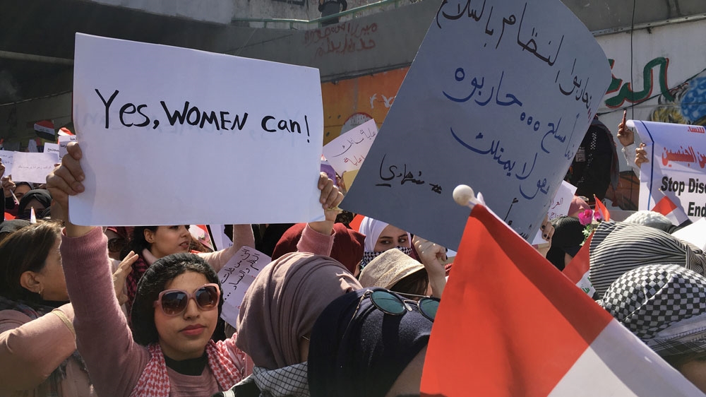 ‘Stop discrimination against women, stop gender segregation,’ they chanted