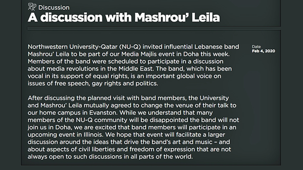NU-Q released a statement after the event was moved to the US