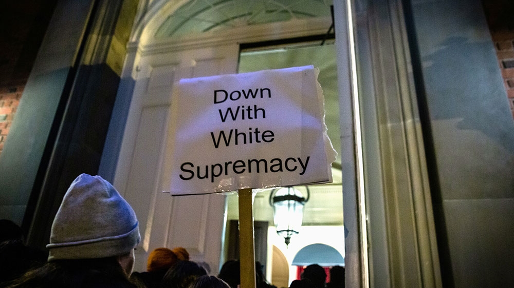 Students rally against white supremacy at Syracuse University in New York