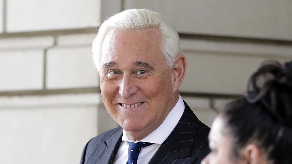 Roger Stone exiting federal court in Washington, DC