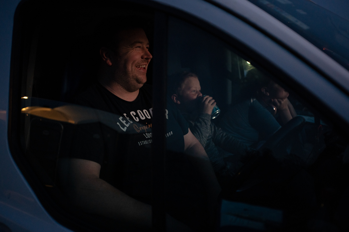 Mark Peacocke and his children rejoice at scenes of Mrs. Brown’s Boys D’Movie. “With the virus out there, it becomes difficult to have the kids at home all the time. This is a perfect way to take them