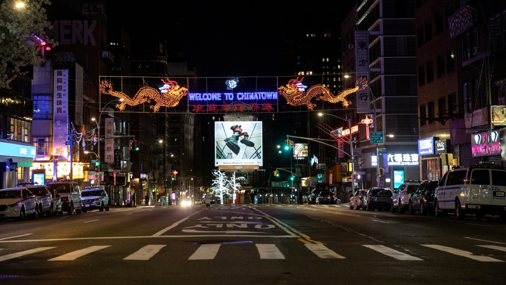 An empty street is seen near Chinatown during the outbreak of the coronavirus disease (COVID-19) in Manhattan, New York City