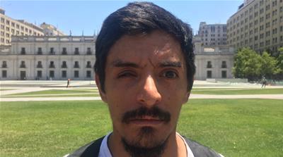 Elicer Flores, 30, who was out in Santiago’s streets on 20 October when he received a police pellet in his left eye