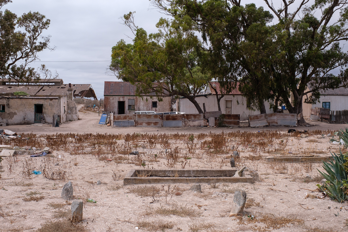 The houses just in front of the graveyard in the section of Steenberg’s Cove called Windhoek, were built for employees of the fish factory that closed in 1969. In 2006 property developers that purcha