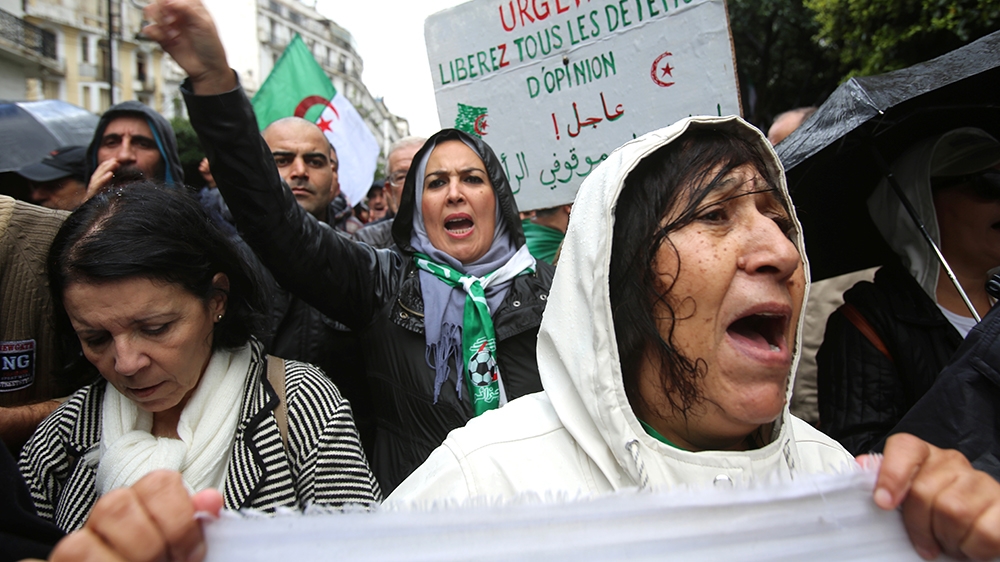 Demonstrators in Algiers during a protest against the ruling elite, in November 2019