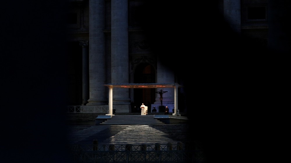 Pope Francis delivers an extraordinary blessing from an empty St Peter’s Square