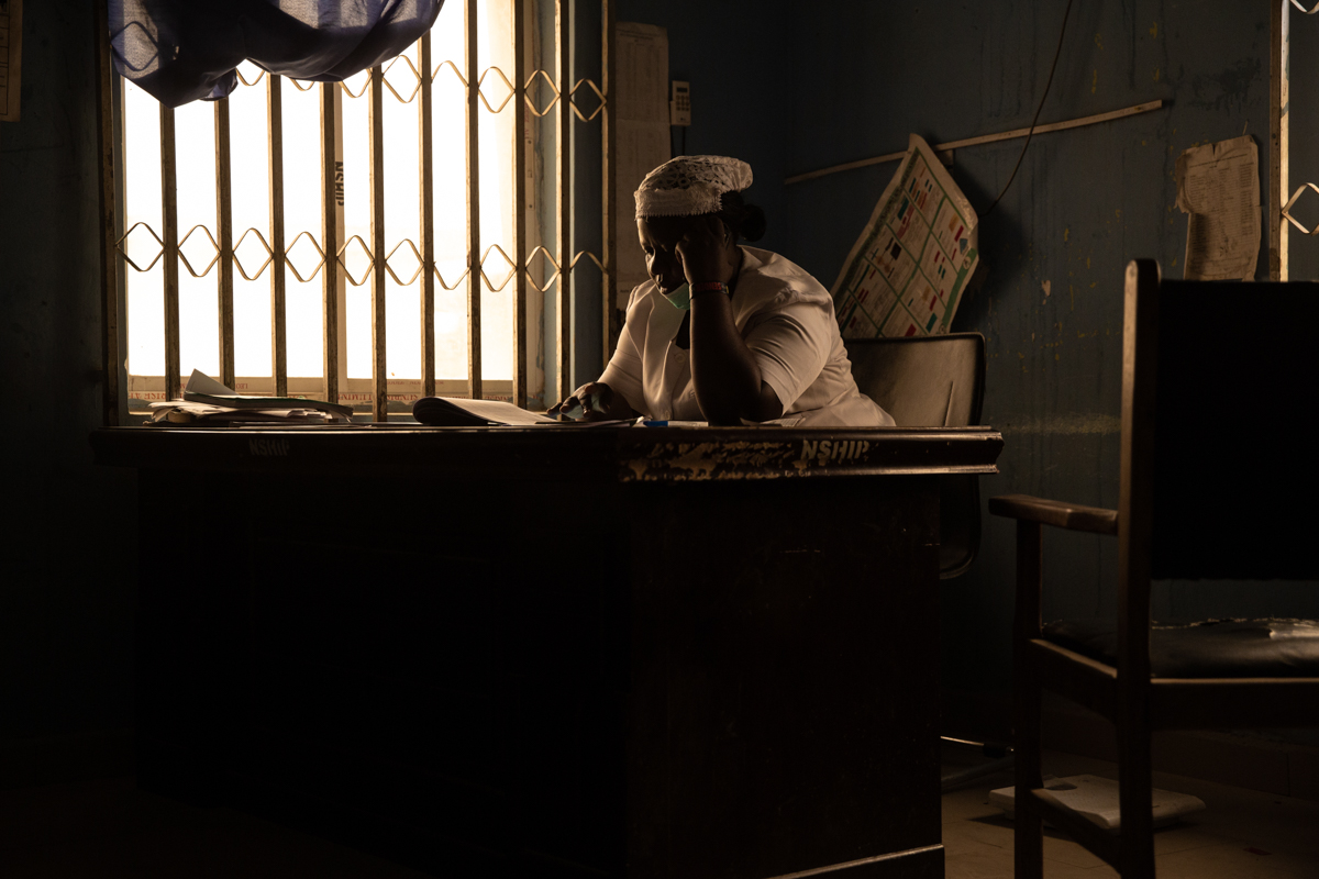 Rifcatu Augustine, a community healthcare worker in Mayo Beloa Clinic, Adamawa State. Over ten years of armed conflict took a heavy toll on healthcare system.