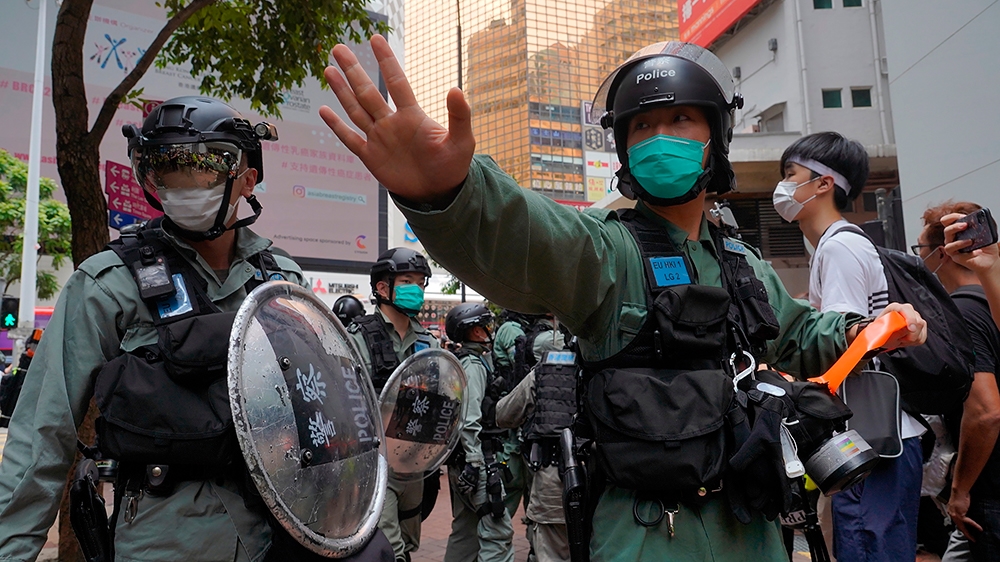 Hong Kong riot police were out in force on Wednesday and again on Thursday amid rising tensions over China’s plan to impose a national security law on the semi-autonomous territory and a bill that would make insulting the Chinese national anthem a crime