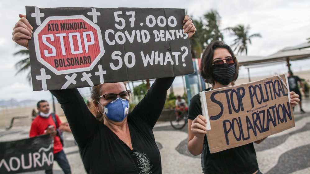 Left Wing Parties and Social Movements Protest Against President Bolsonaro and Governor of Rio de Janeiro Witzel Amidst The Coronavirus (COVID - 19) Pandemic