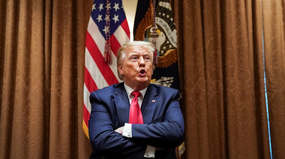 U.S. President Donald Trump speaks during a meeting with conservative black supporters in the Cabinet Room at the White House in Washington, U.S., June 10, 2020. REUTERS/Kevin Lamarque