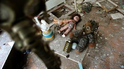 Toys and gas masks are seen in a kindergarten in the abandoned town of Pripyat, Ukraine in the 30km (19-mile) exclusion zone around the closed Chernobyl nuclear power plant where the world’s worst nuclear accident occurred on April 26, 1986