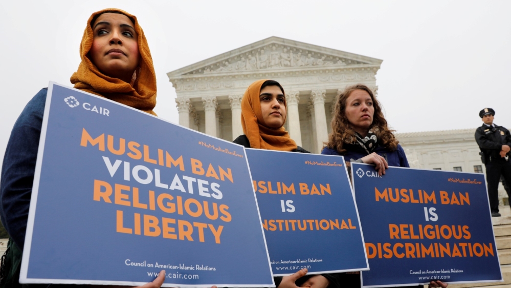 Protesters gather outside the U.S. Supreme Court in Washington
