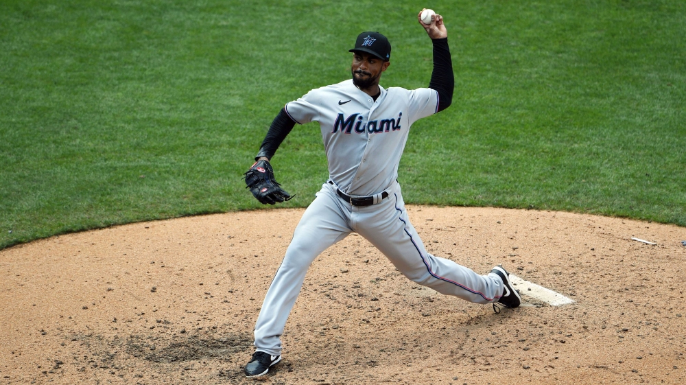 Miami Marlins relief pitcher Stephen Tarpley pitching in the fourth inning against the Philadelphia Phillies at Citizens Bank Park in Philadelphia, the US