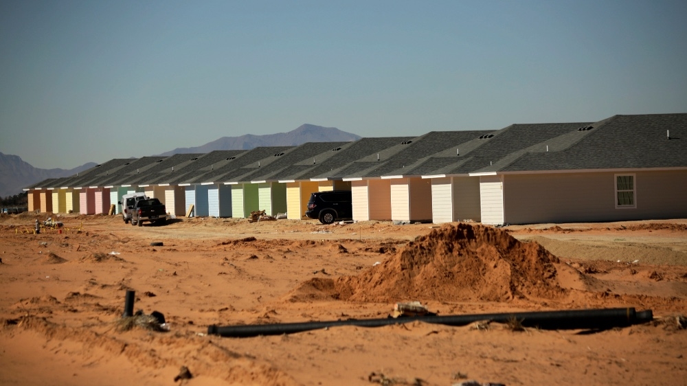On the outskirts of El Paso, Texas, buildings under construction are to be used as shelters for migrant children