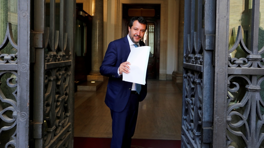 Leader of Italy''s far-right League party Matteo Salvini arrives to address the upper house of parliament ahead of a vote by senators on whether to allow magistrates to investigate him for refusing a