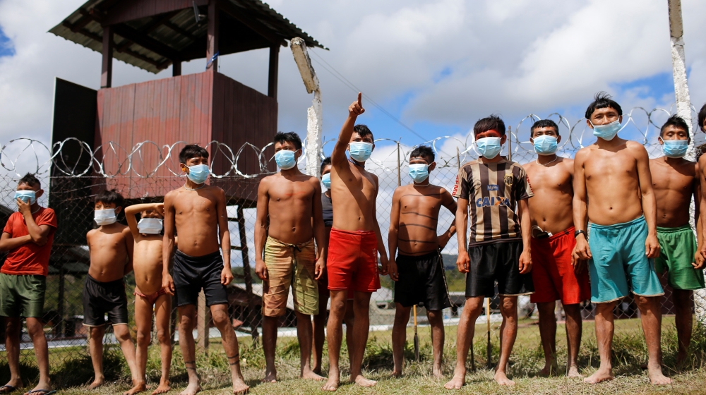 Indigenous people from Yanomami ethnic group are seen, amid the spread of the coronavirus disease (COVID-19), at the 4th Surucucu Special Frontier Platoon of the Brazilian army in the municipality of