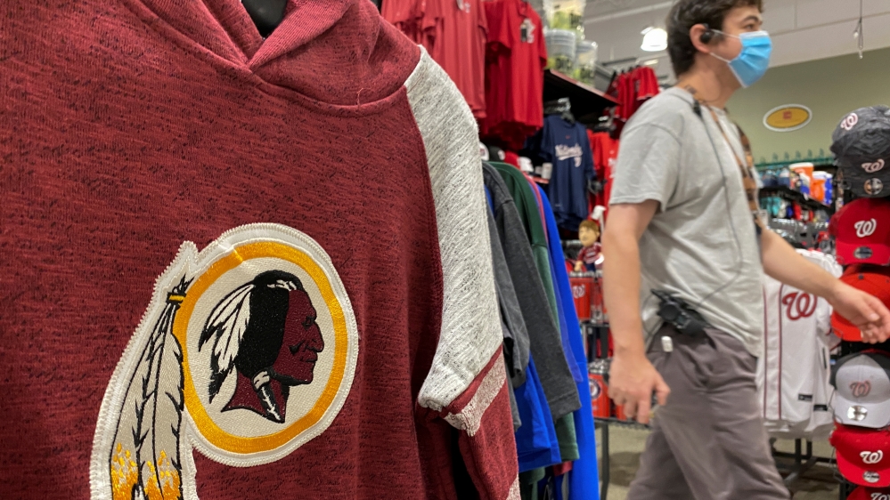 Washington Redskins attire for sale at a store in Virginia