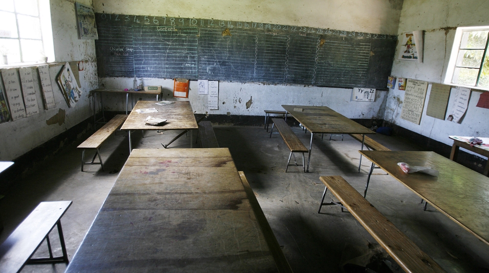 An empty classroom is seen at a school in Norton, 55km west of Harare
