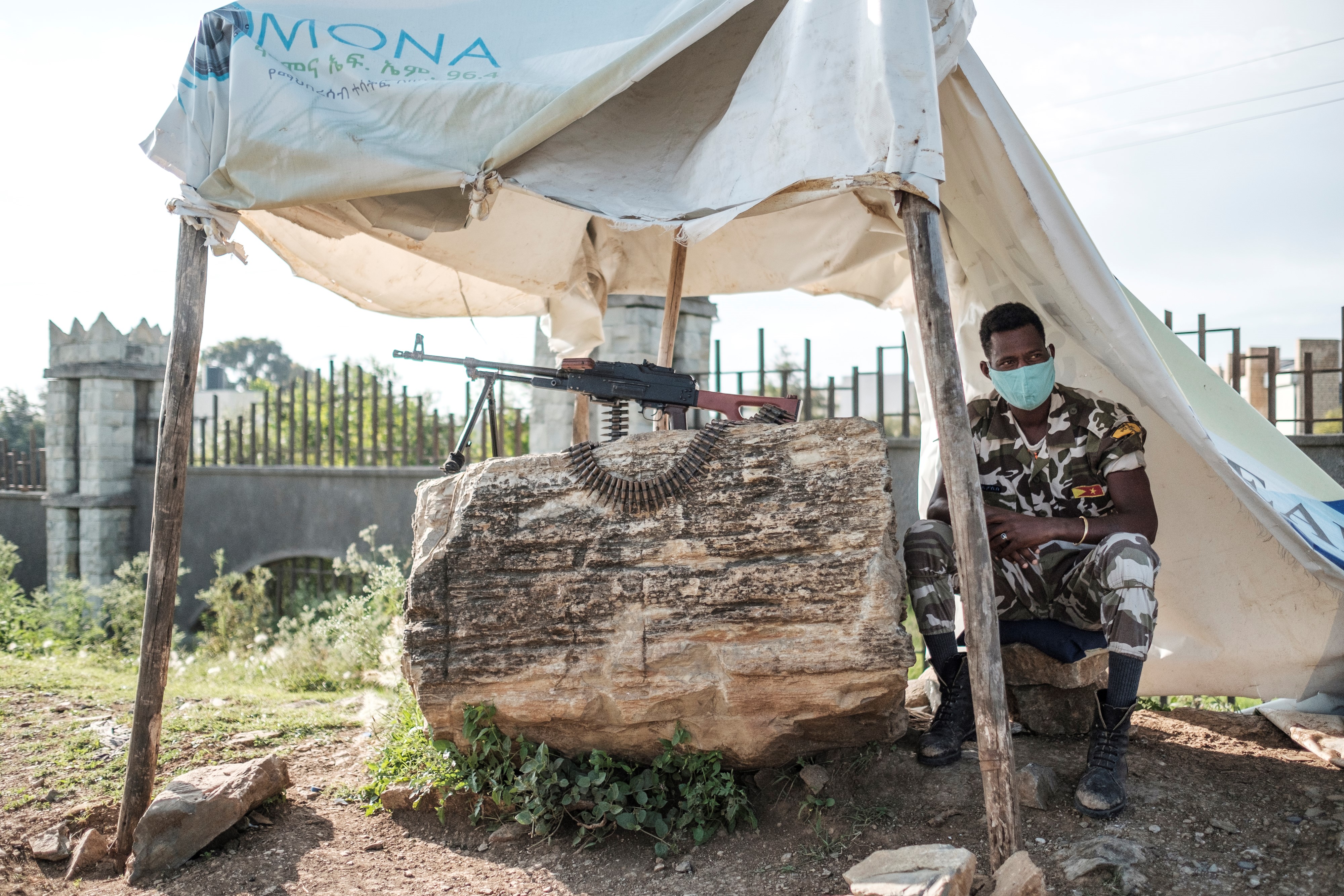 A member of Tigray’s police at a checkpoint on the outskirts of Mekele