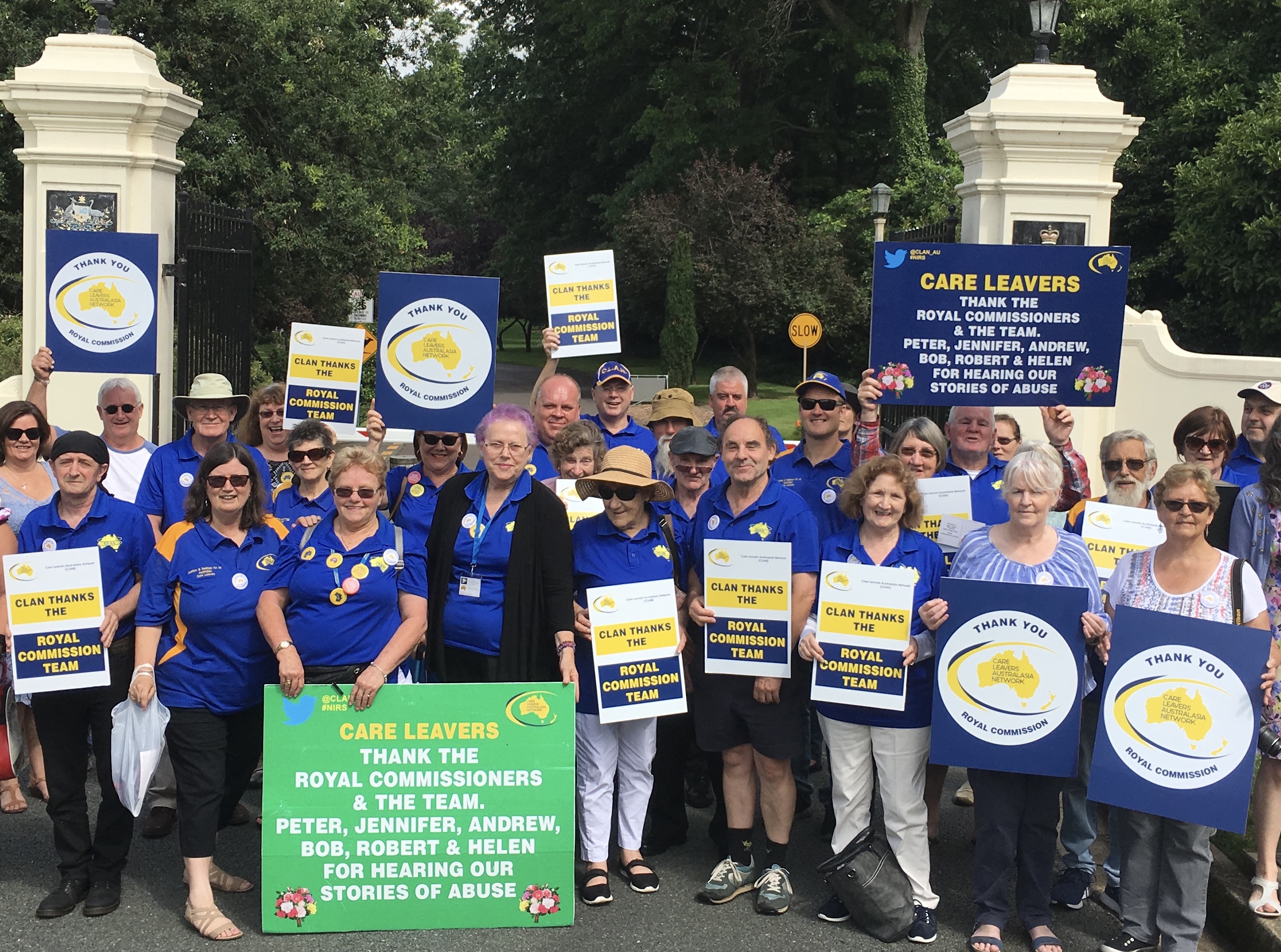 Members of the Care Leavers Action Network gathered at the Governor General’s House in Canberra at the completion of the Royal Commission [Supplied]