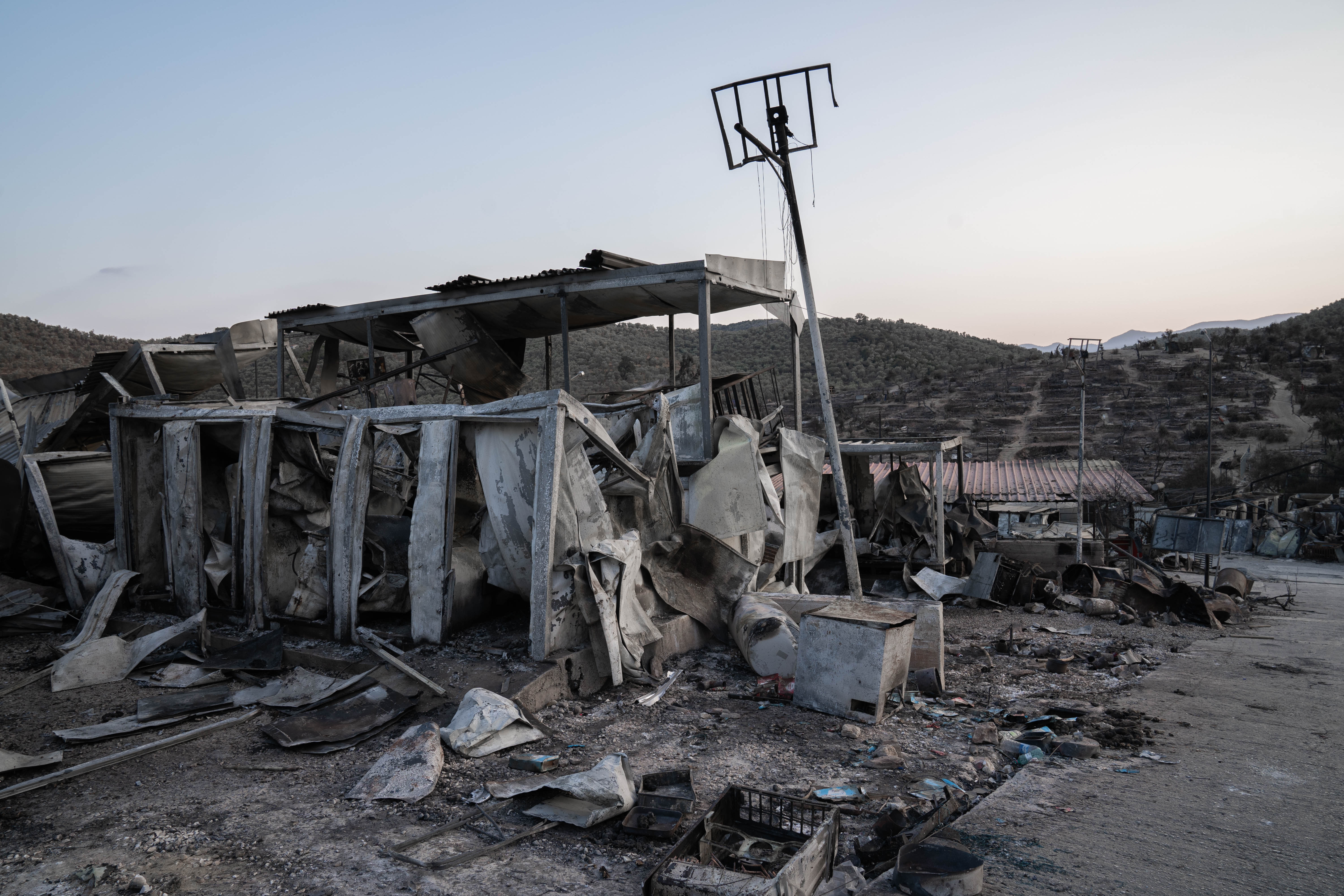 The remains of the Moria refugee camp after a fire burned it to the ground [Michael Graversen/Al Jazeera]