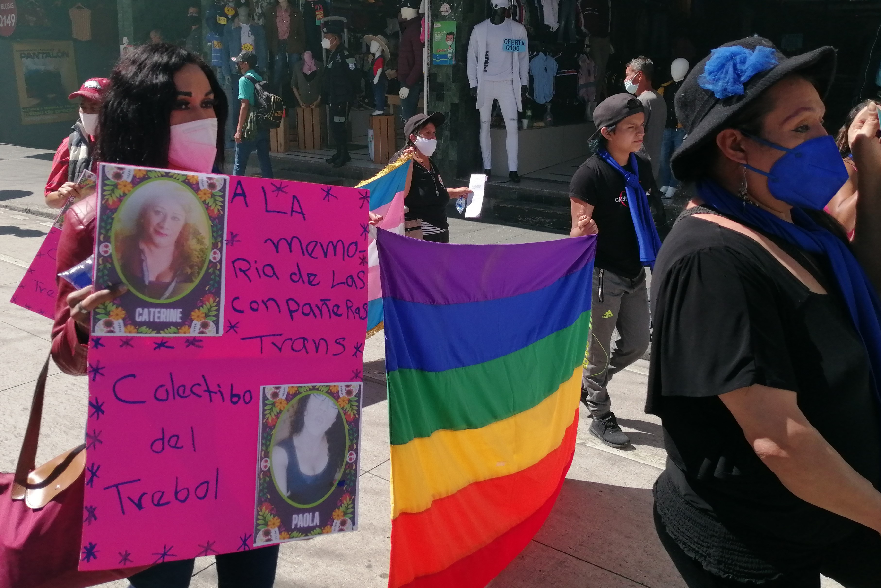 Transgender women take part in a Guatemala City women’s march against gender violence