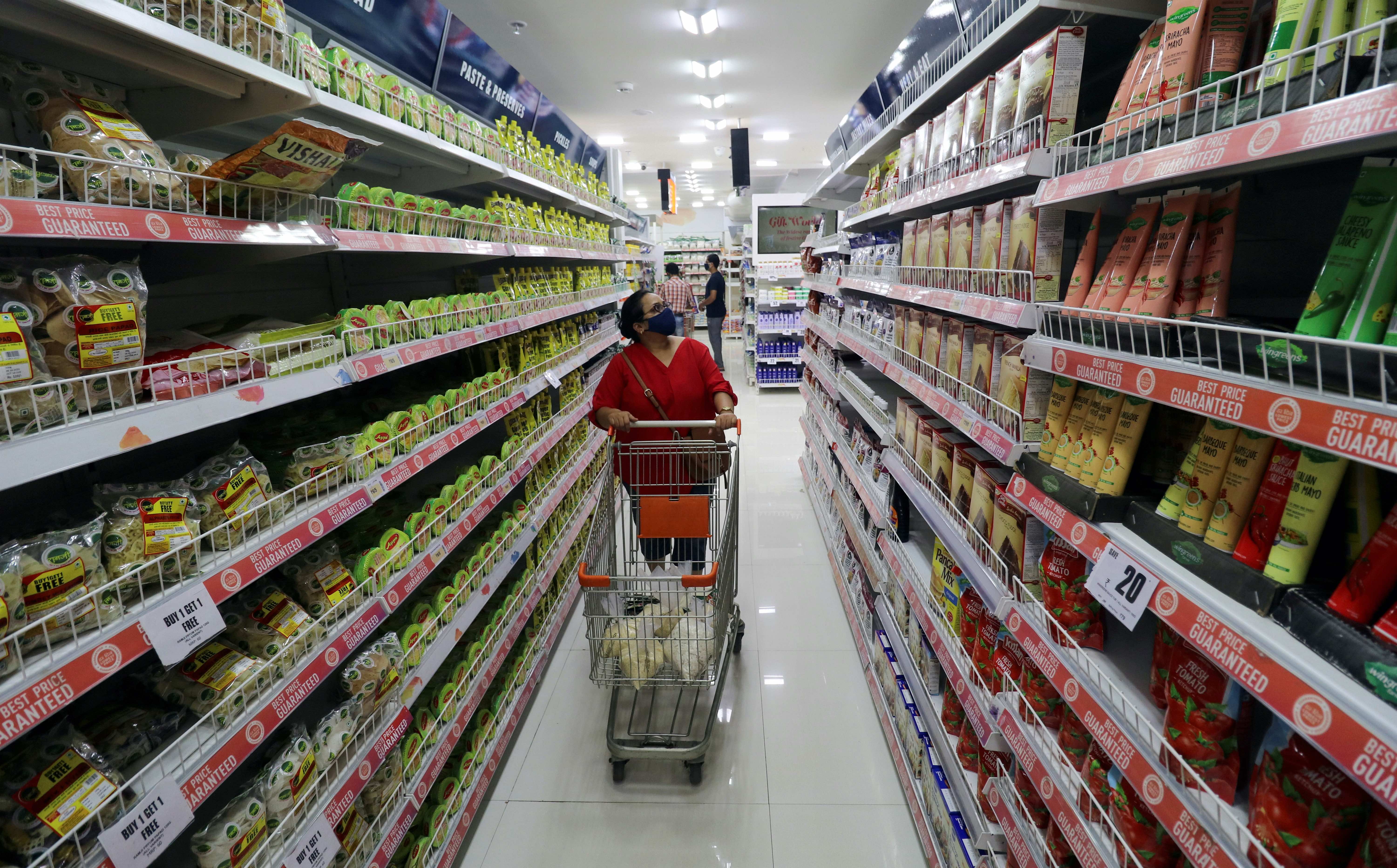 A woman shops inside the Big Bazaar retail store in Mumbai, India