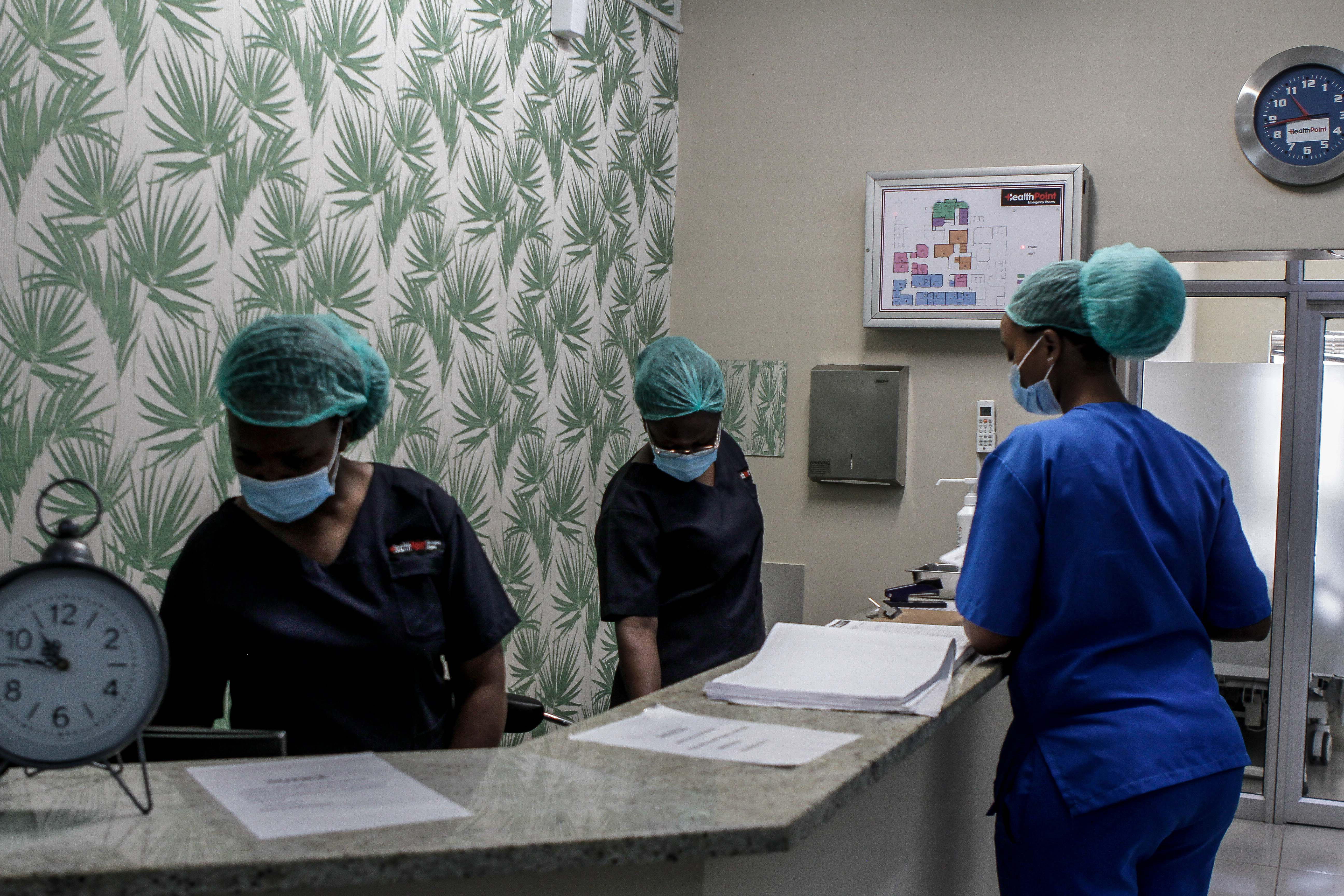 Nurses at a hospital in Harare on January 26, 2021