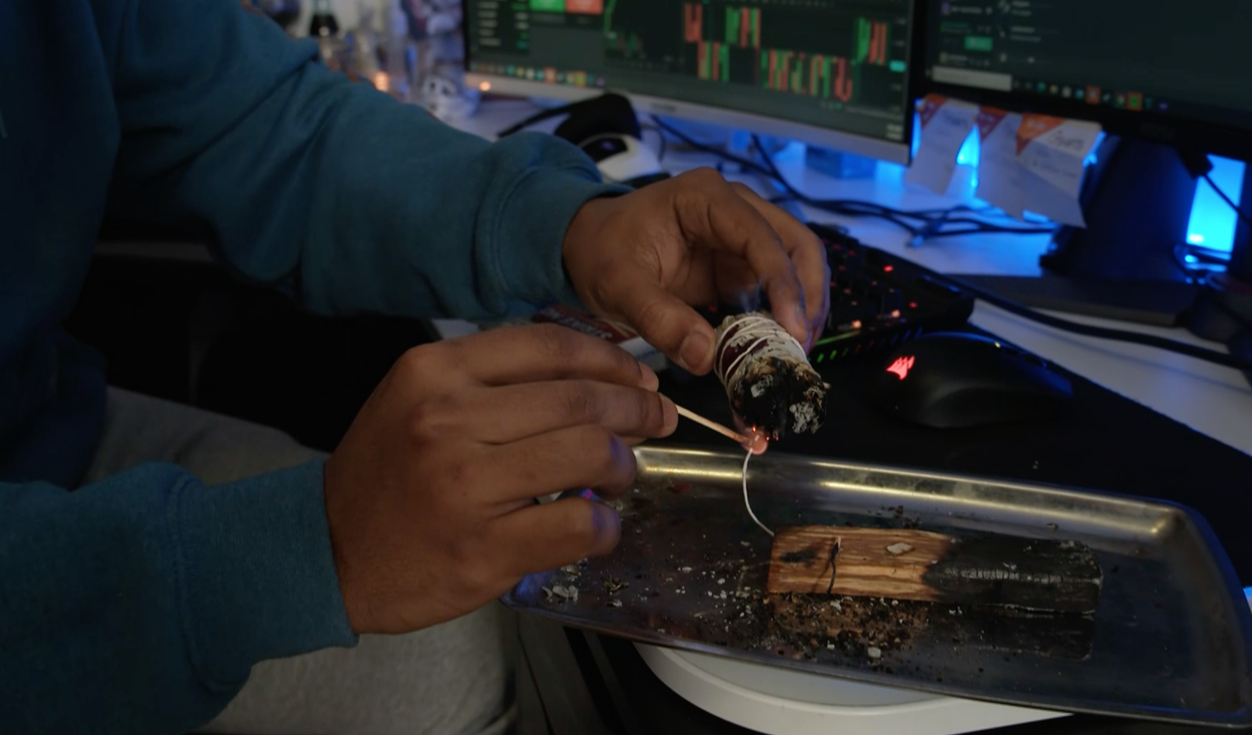 Part of US day trader Pablo Batista’s morning routine