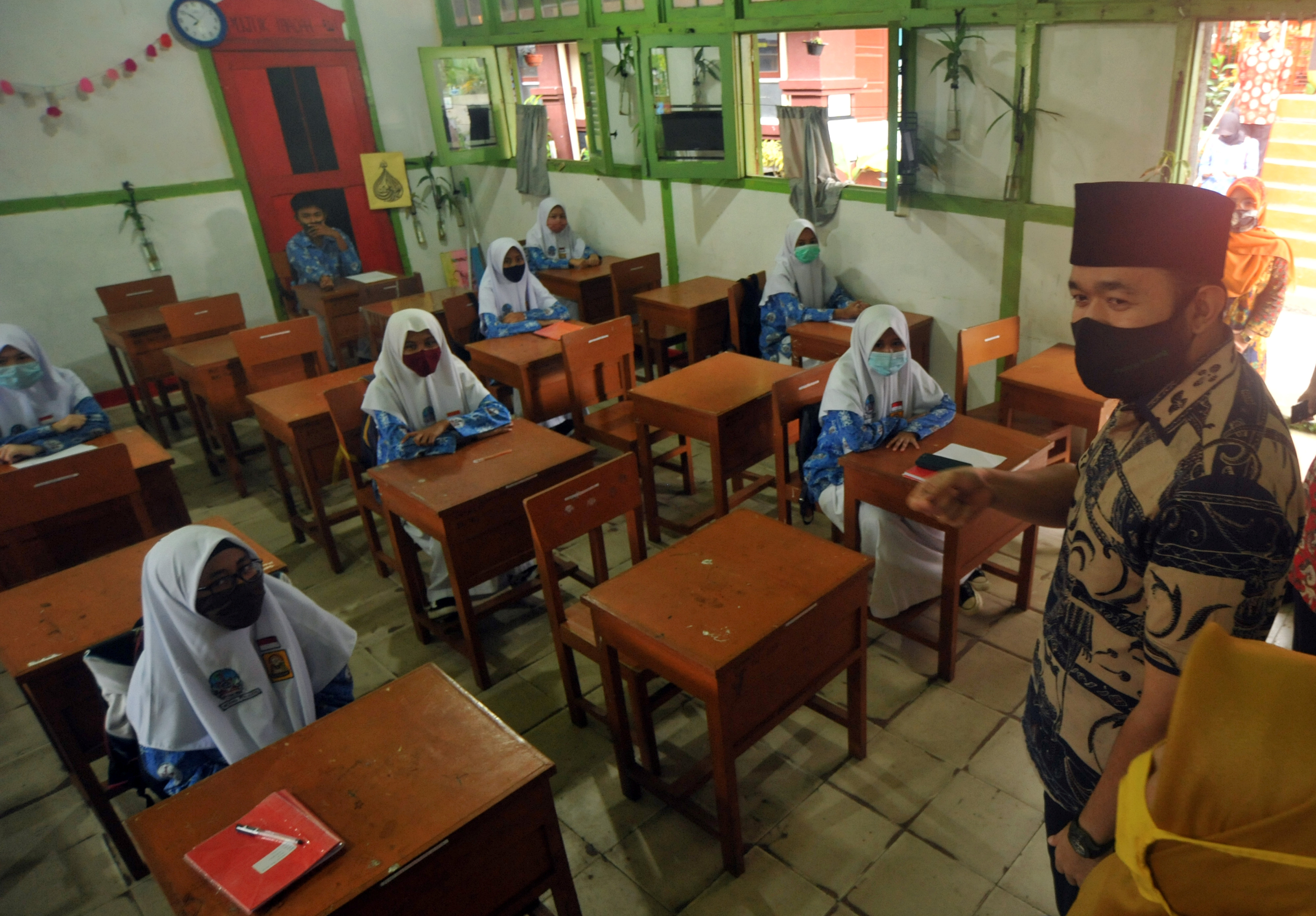 Female students at a school in West Sumatra during the COVID-19 pandemic