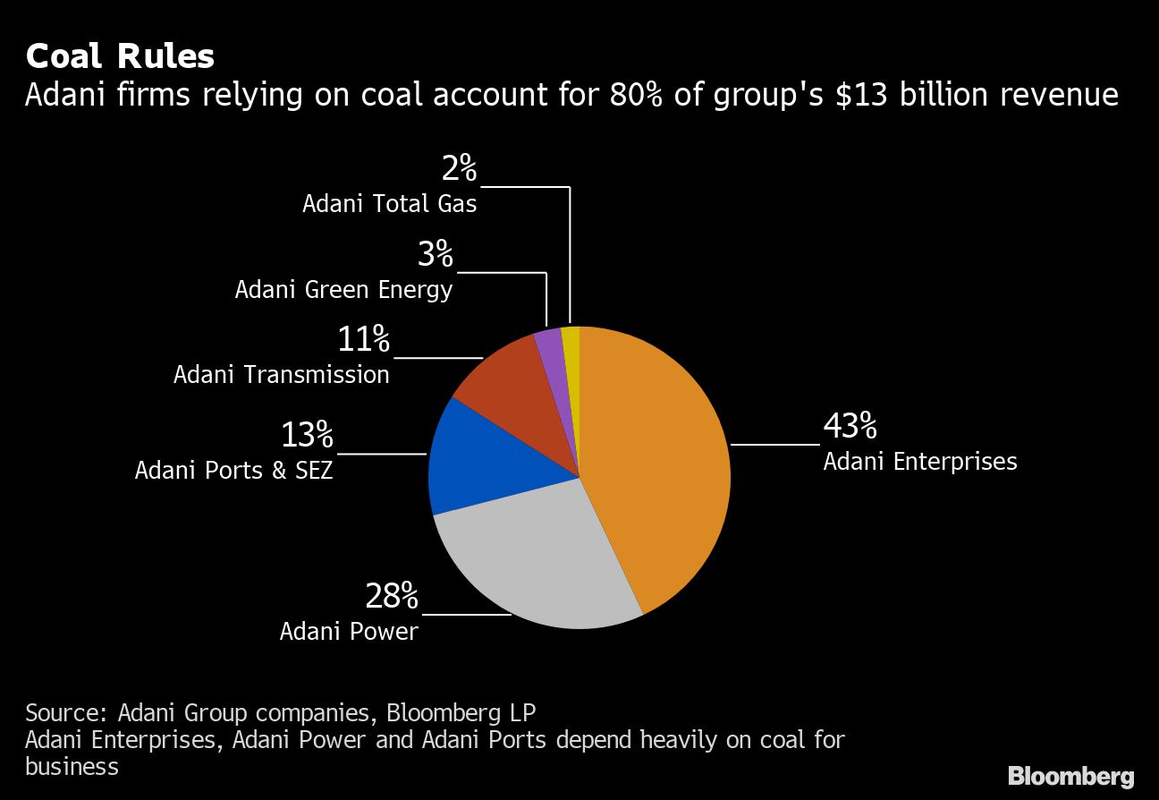 Adani Group revenue breakdown chart [Bloomberg]