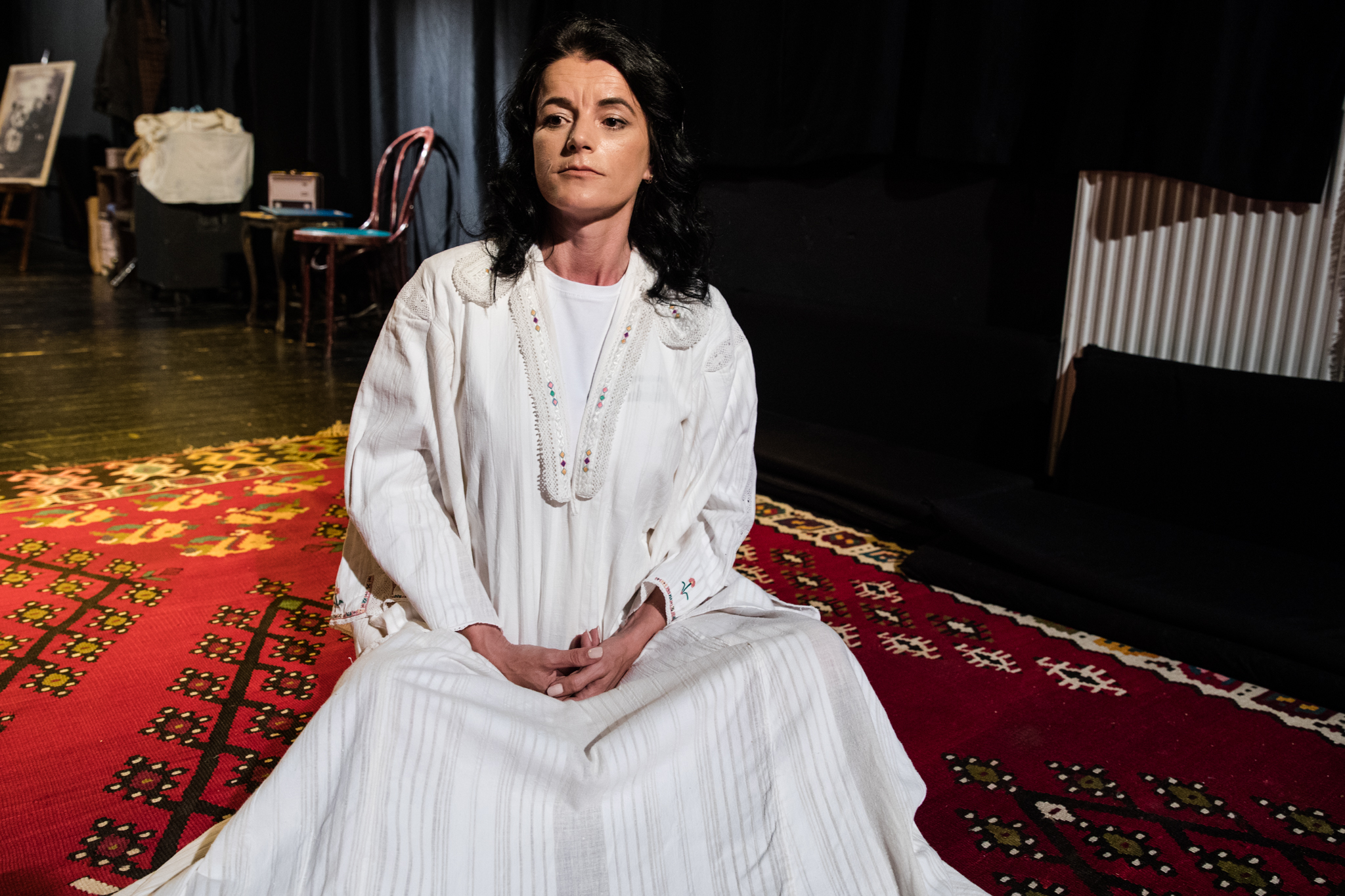 Vasfije Krasniqi-Goodman pictured in 2019, before performing in a play at the National Theater of Kosovo [Valerie Plesch/Al Jazeera]