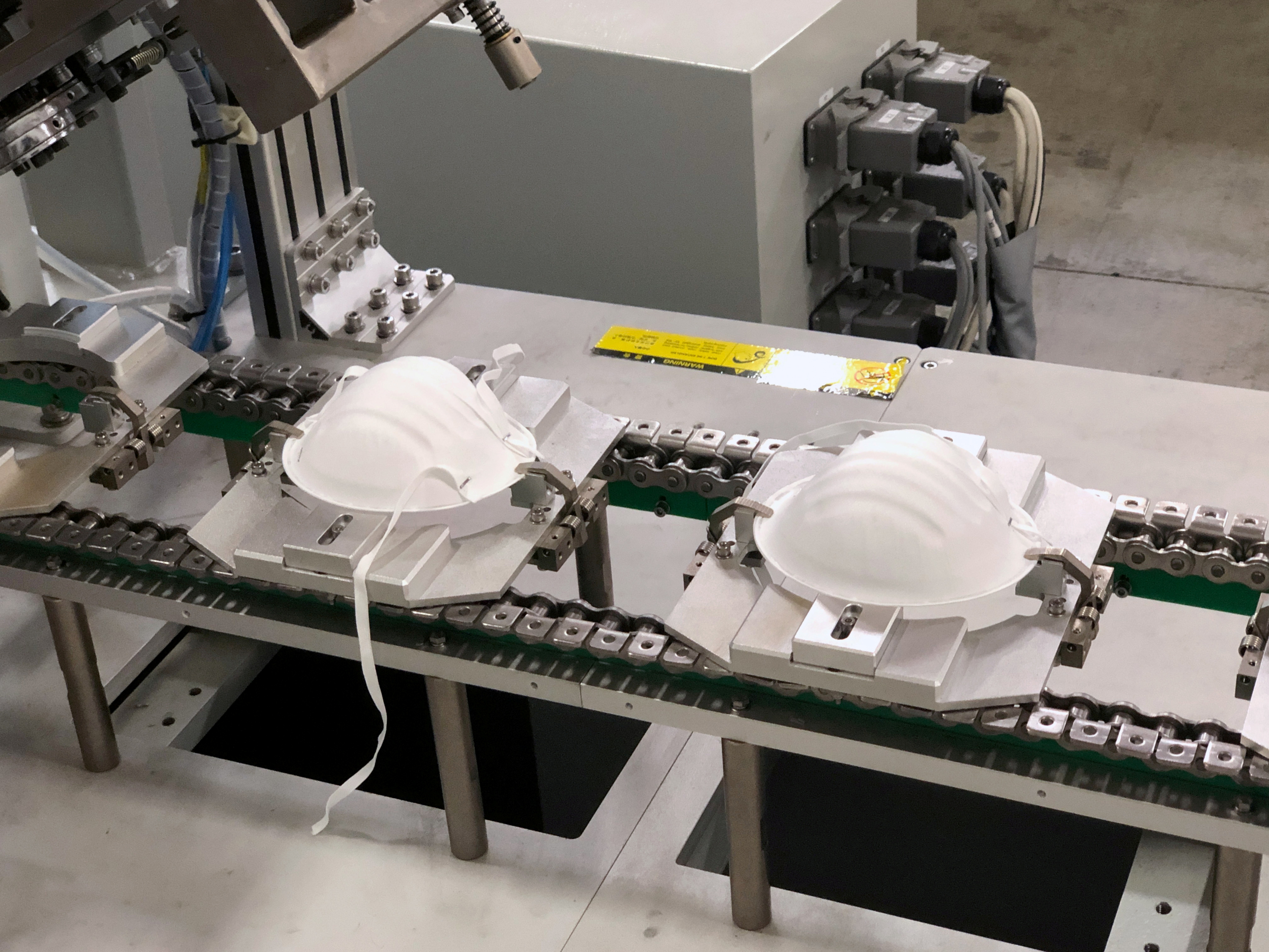 Masks are produced at United Safety Tech, a start-up that is poised to open a new N-95 mask factory in La Verne, California in the United States