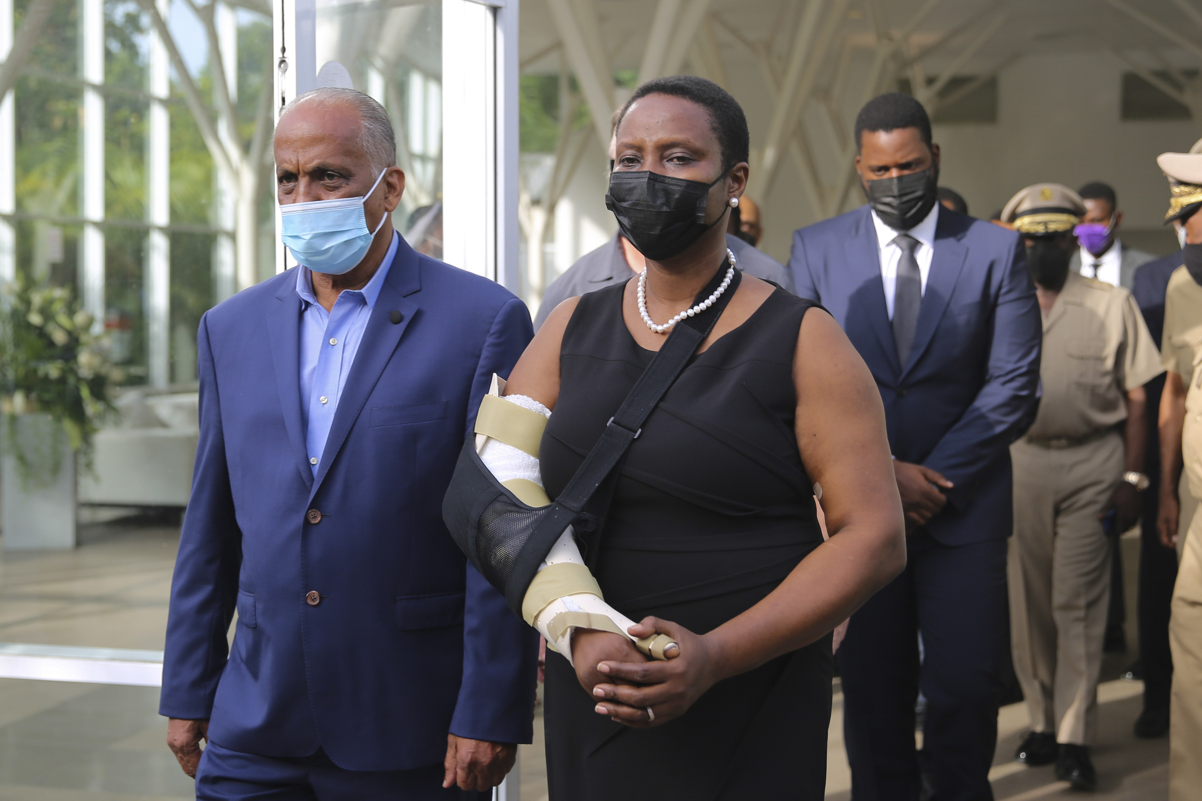 First Lady Martine Moise arriving for a tribute for her late husband President Jovenel Moise at the National Pantheon Museum in Port-au-Prince Haiti