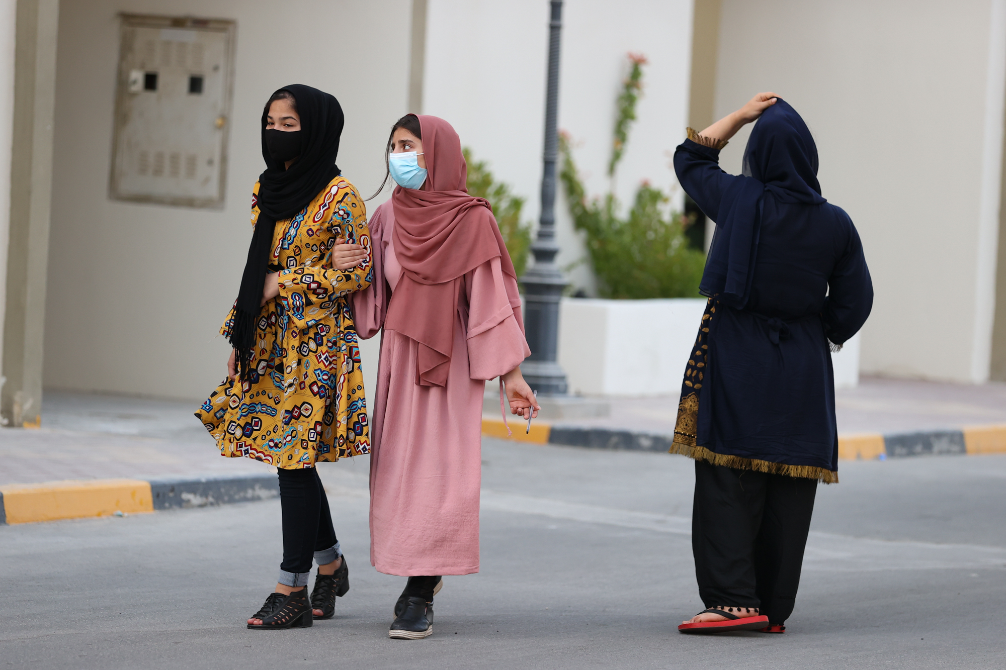 Afghan refugees in Qatar on August 22, 2021