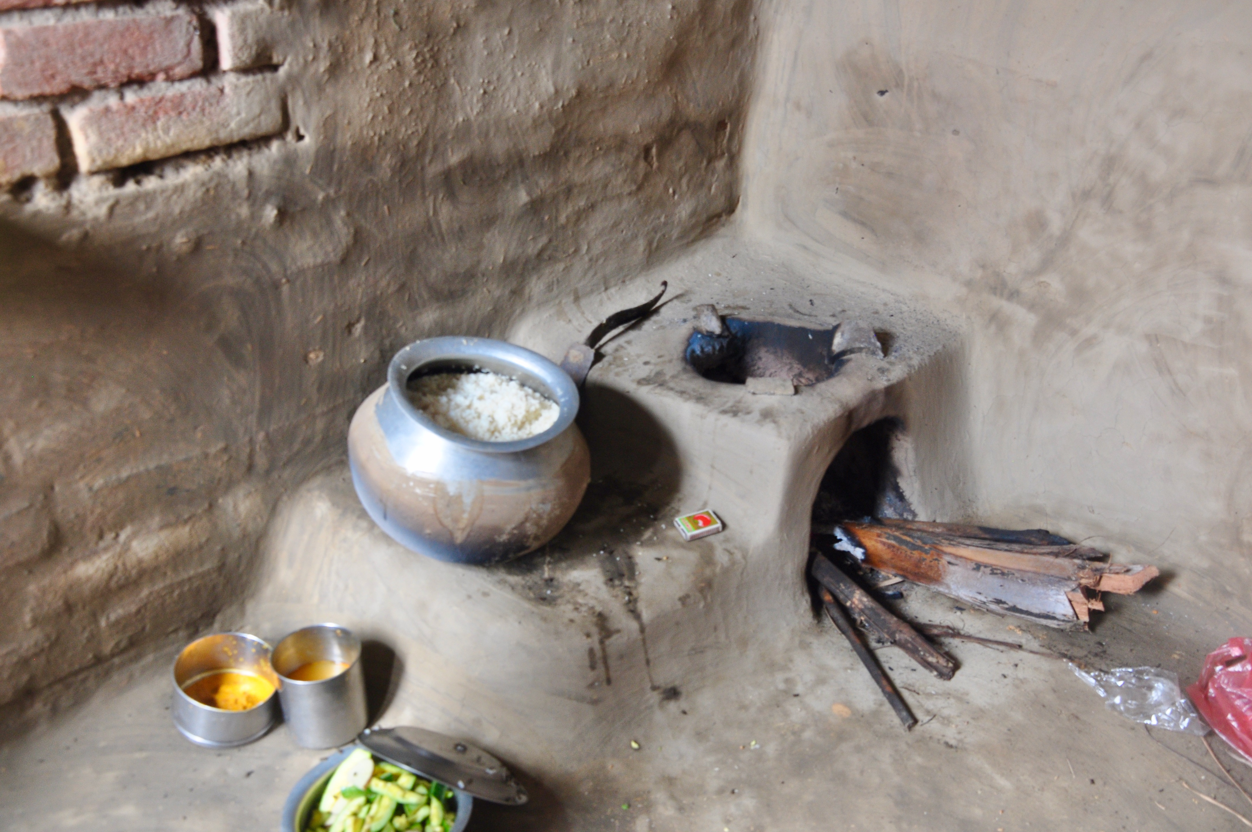 Lunch for the Manjhis, currently a family of five adults and six children, is a big pot of rice and two small bowls of dal and bittergourd