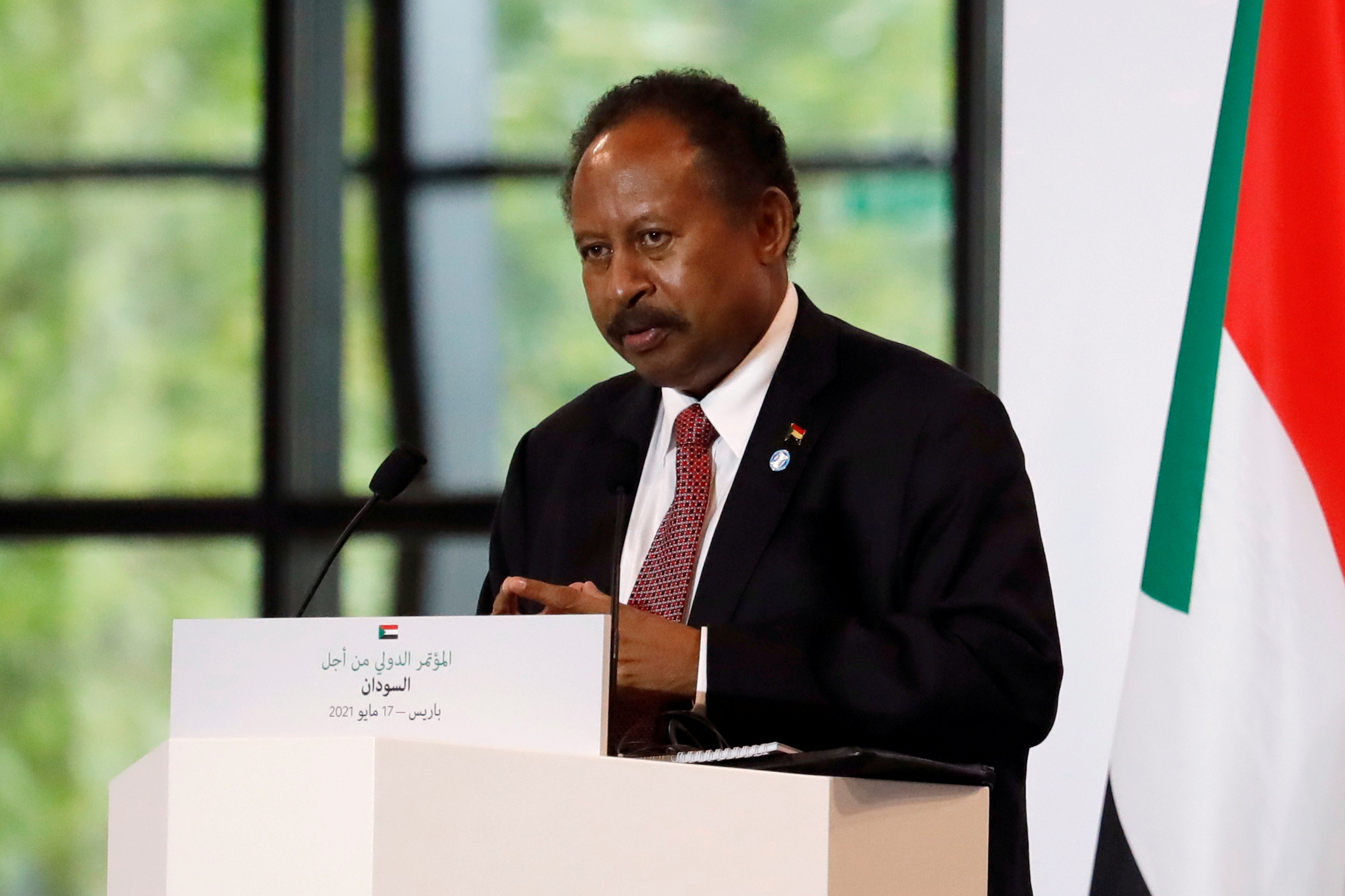 Former Sudanese Prime Minister Abdalla Hamdok attends a news conference in Paris, France, May 17, 2021 [Reuters]