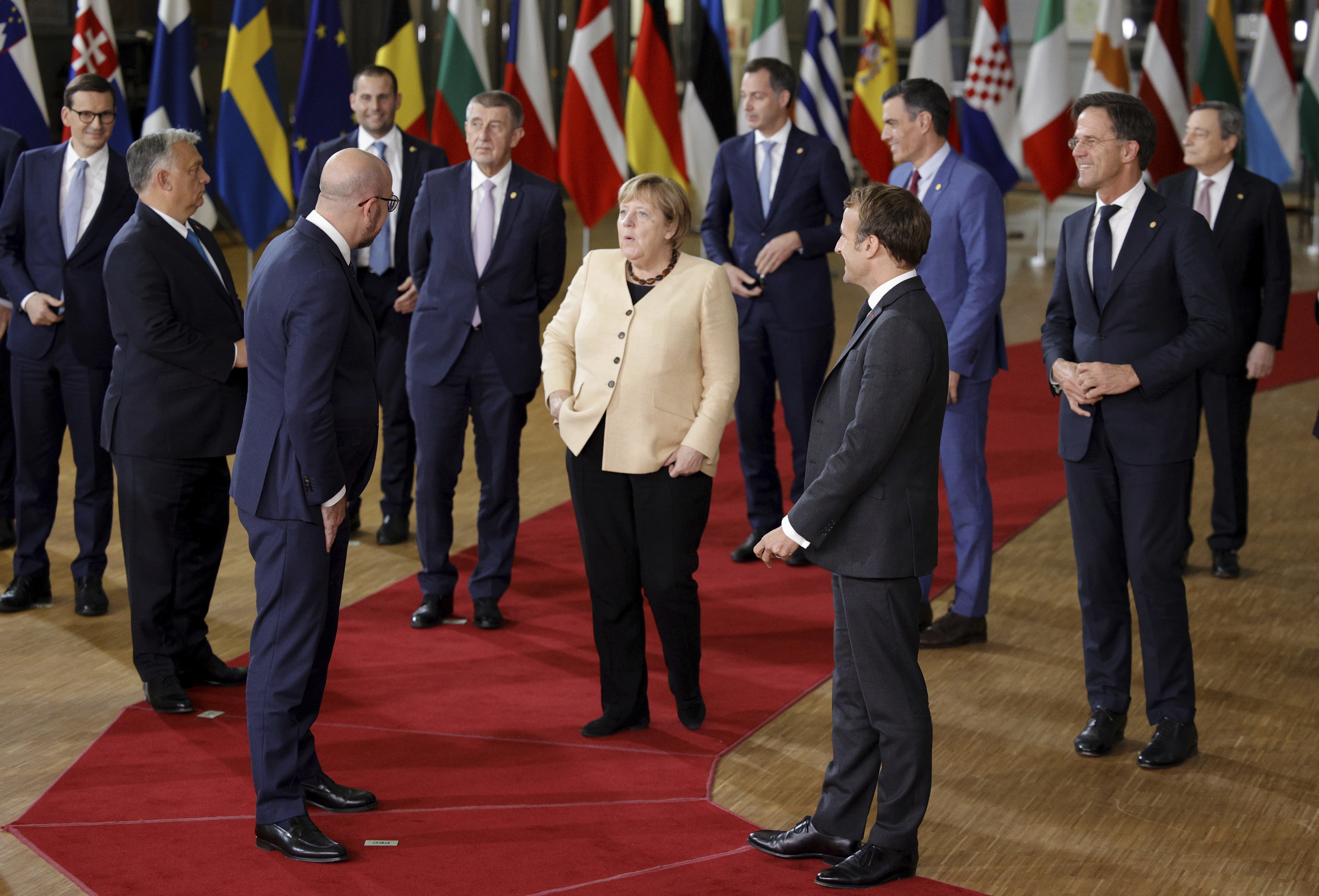 Since attending her first meeting of EU leaders in December 2005, at a time when Jacques Chirac was still French president and Tony Blair British prime minister, Merkel has embodied the drive for a more closely united Europe [Olivier Matthys/AP]