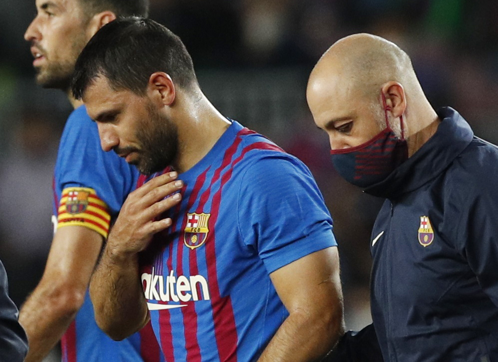Aguero was taken to hospital for cardiac analysis, Barcelona said