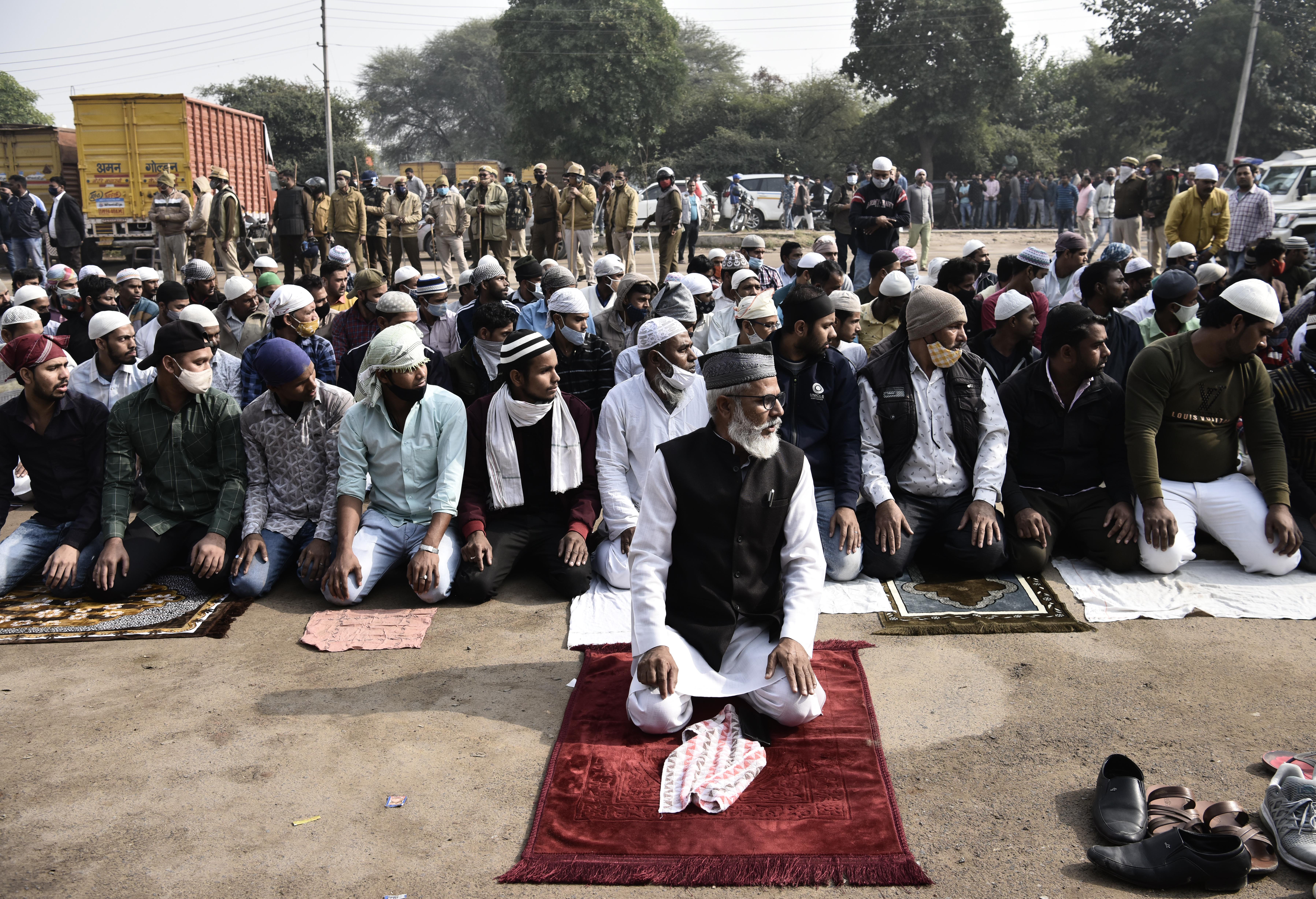 Muslims pray in Sector 37 parking area amid protests in Gurugram