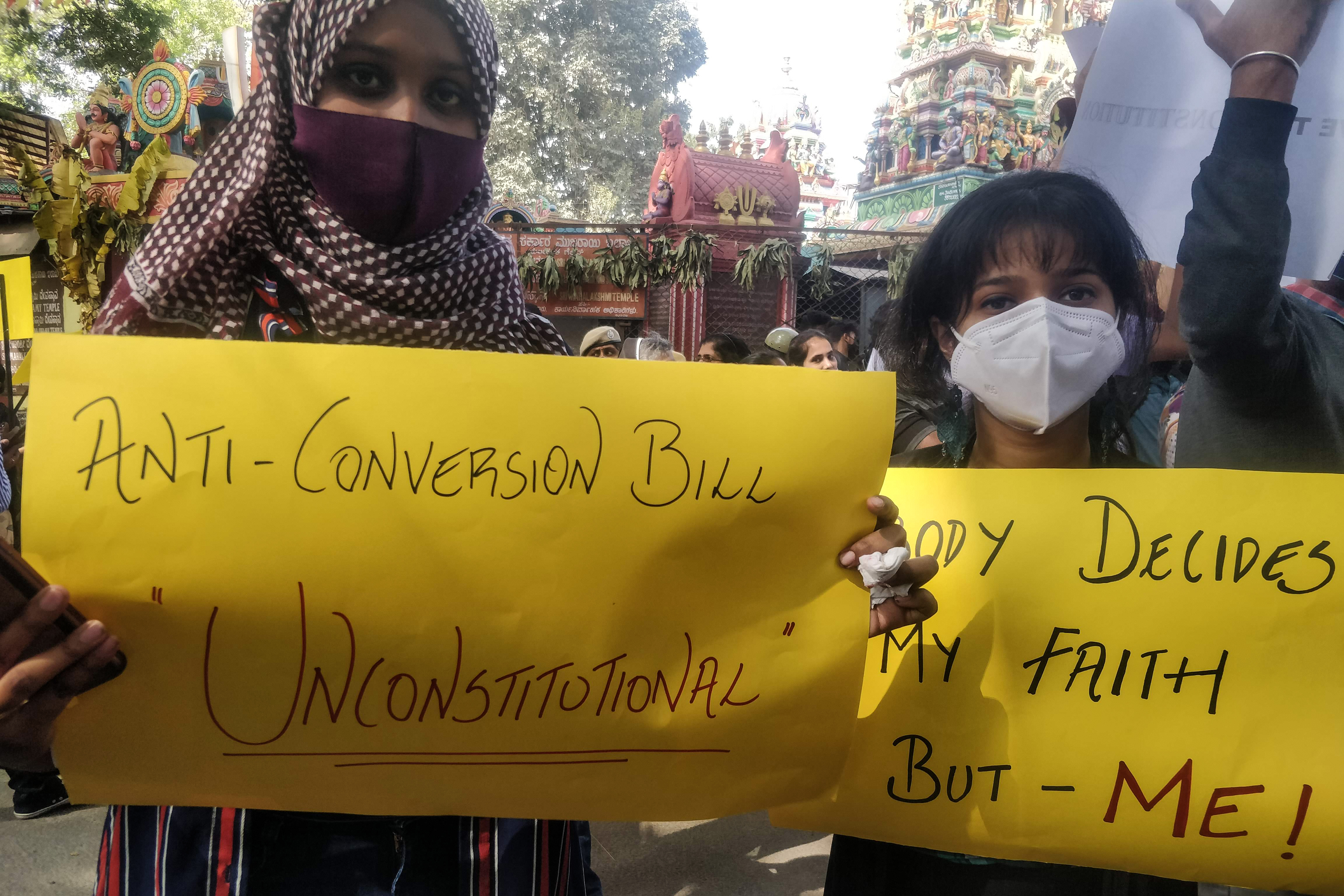 Protesti against anti-conversion bill in Bengaluru, India