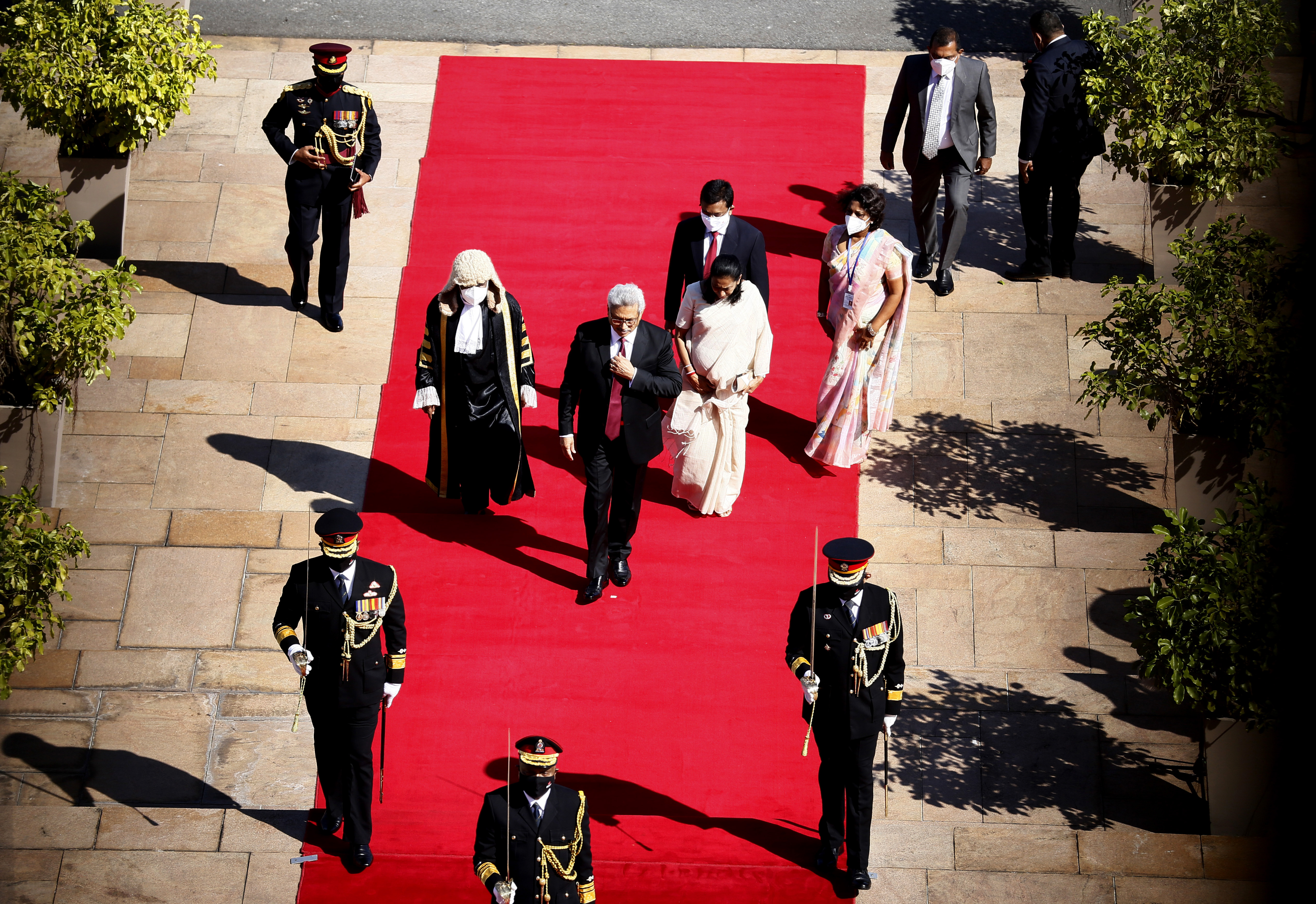 Sri Lankan President Gotabaya Rajapaksa arrives for a new session of parliament in Colombo