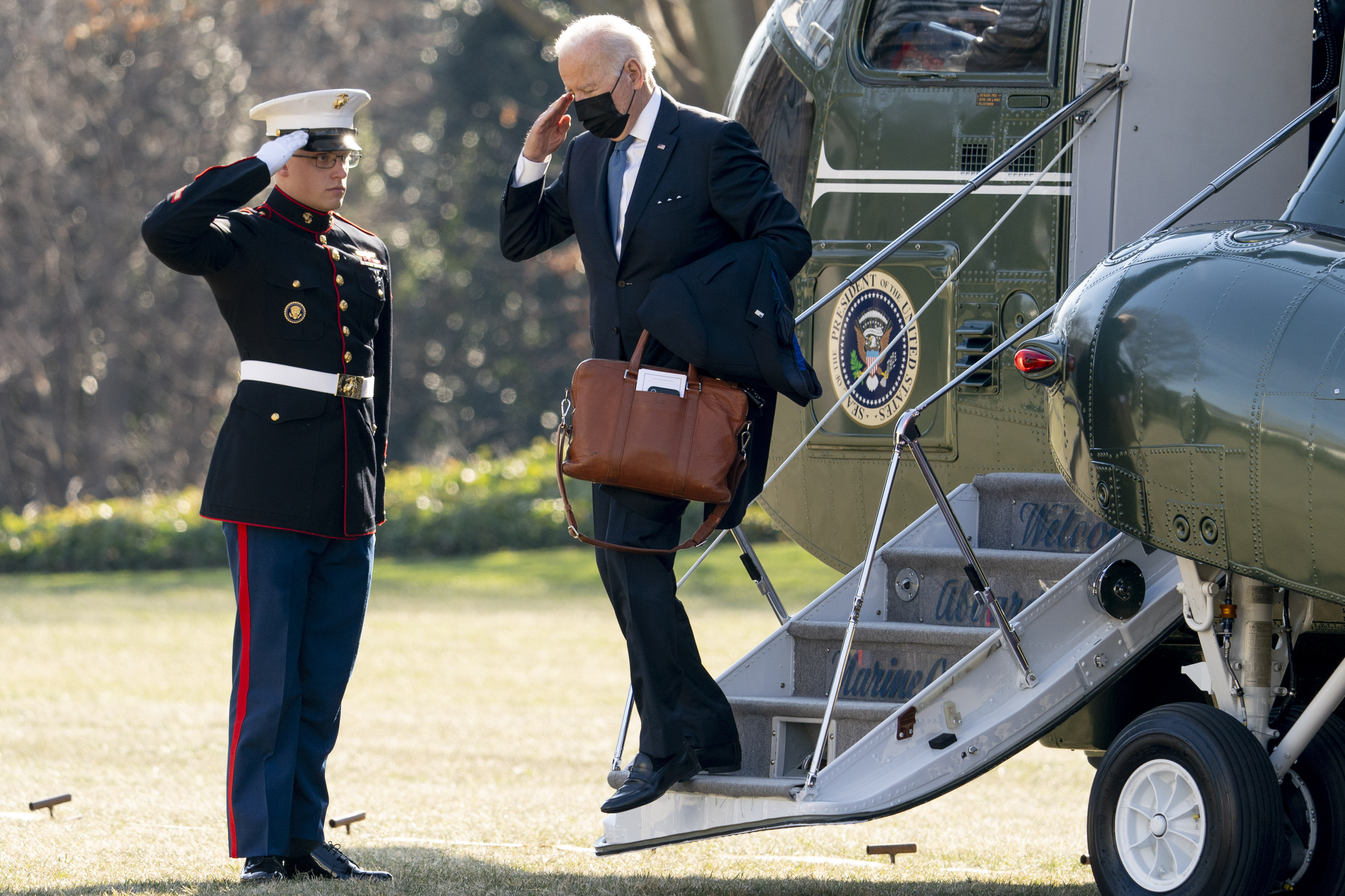 President Joe Biden arrives at the White House in Washington