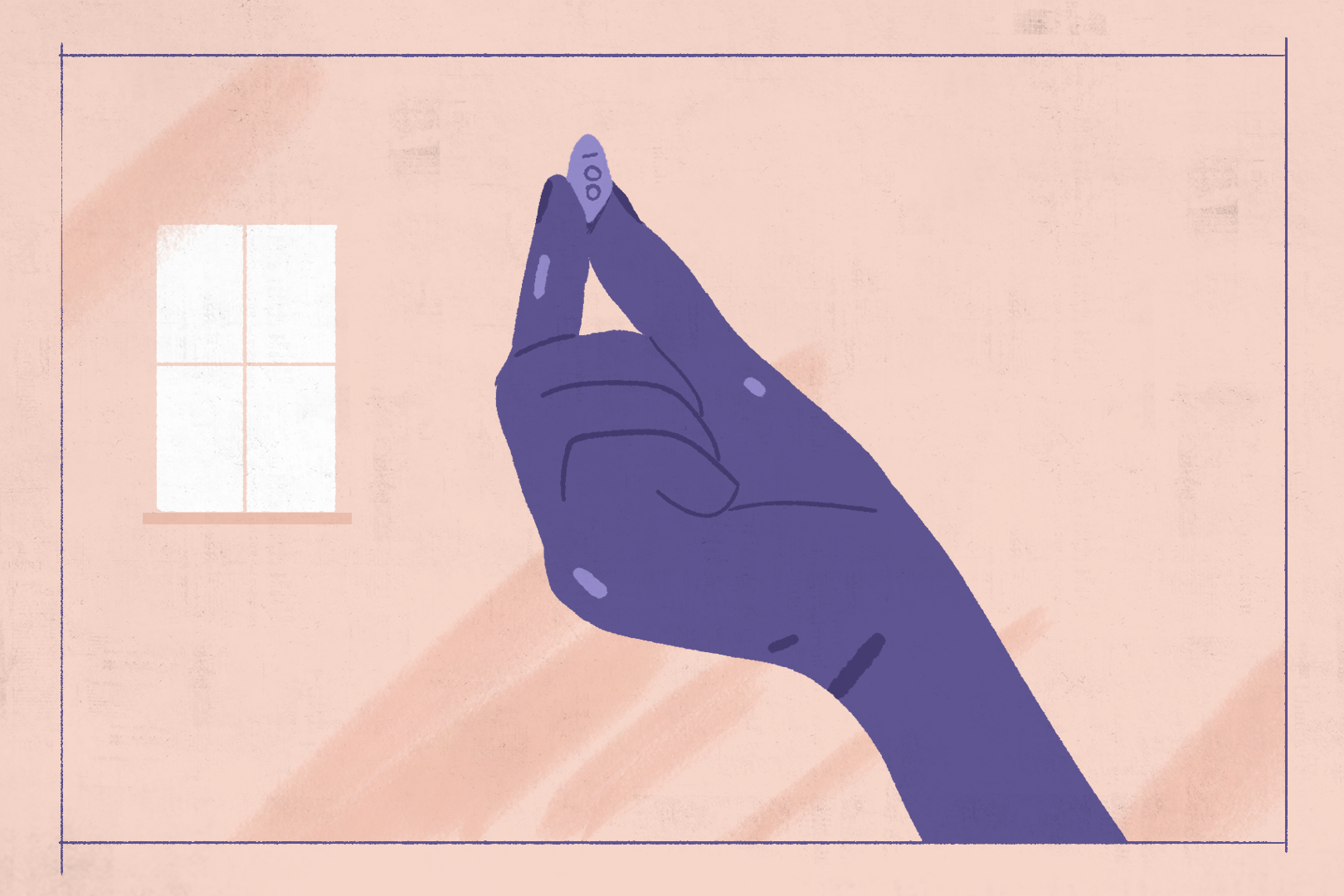 An illustration showing someone holding a Viagra tablet in their hand.