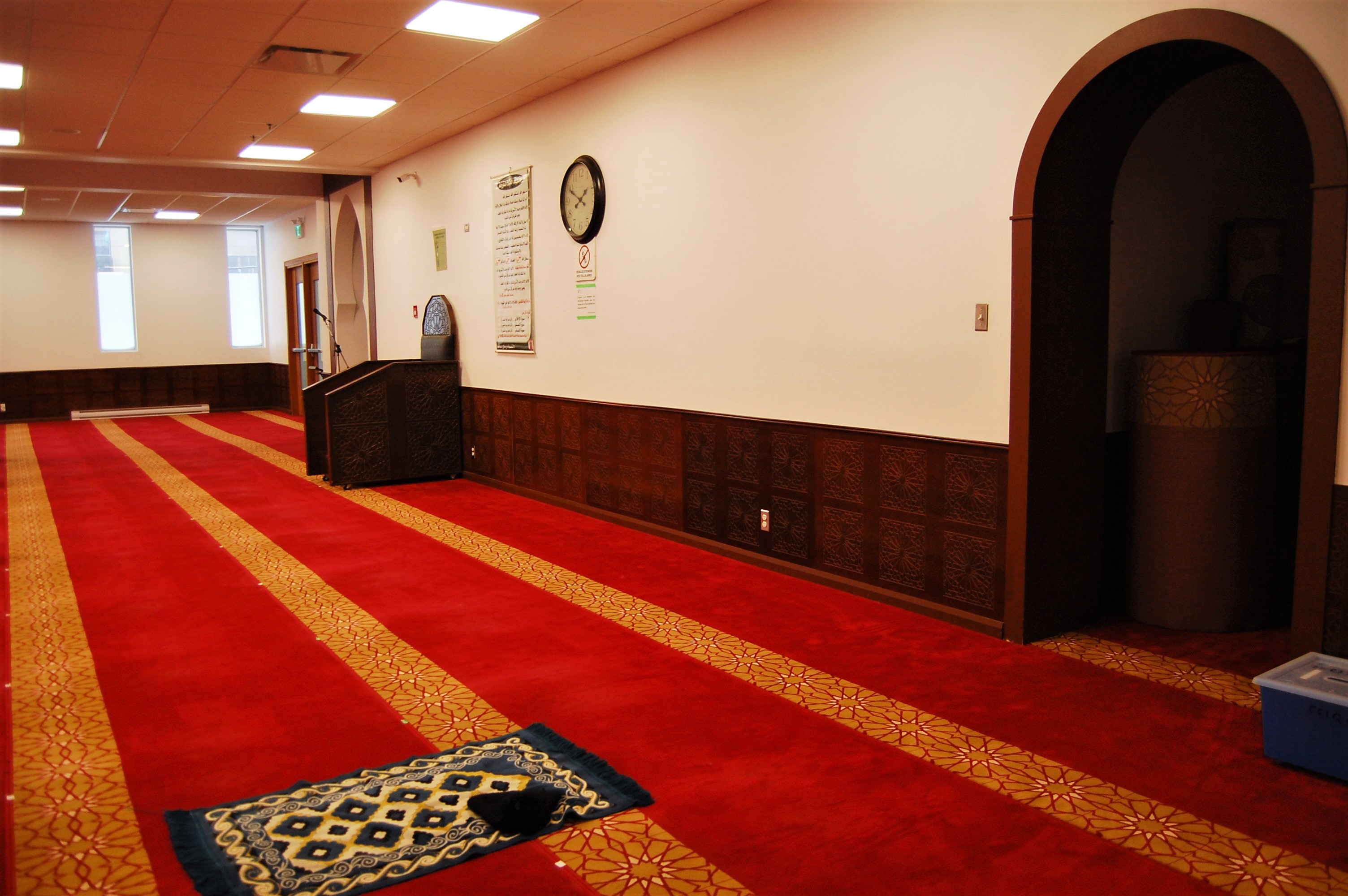 A view of the prayer room in the Quebec Islamic Cultural Centre
